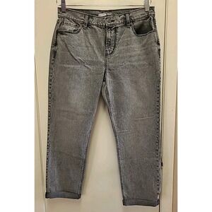 Old‎ navy gray denim boyfriend midrise rolled up capri jeans womens size 10